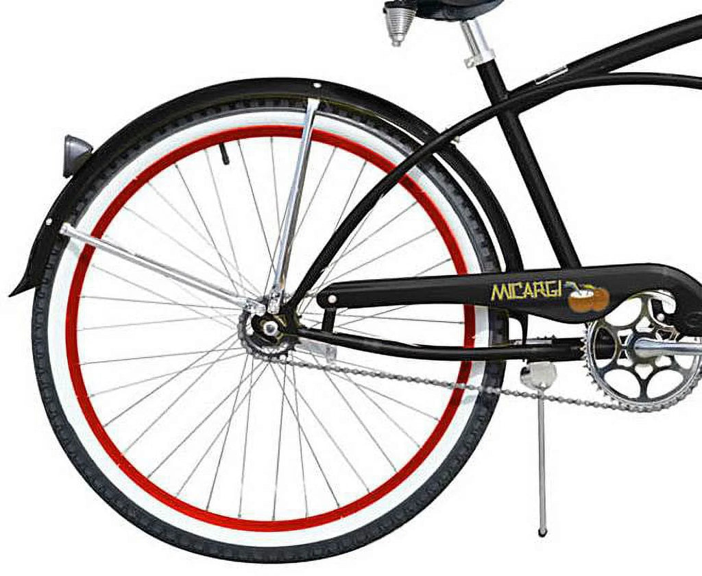 26" Beach Cruiser Coaster Brake Stainless Steel Spokes Alloy Red Rims Black/ Red G452984