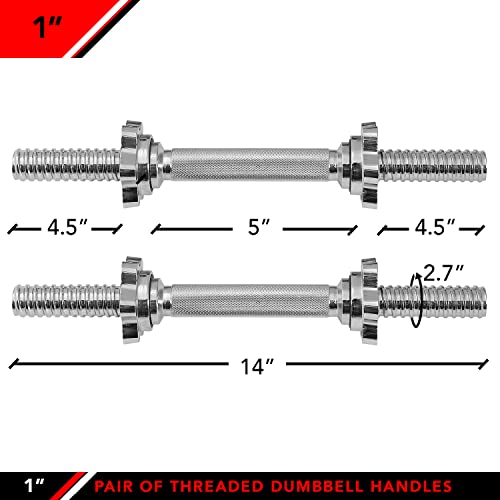 Set of 2 Threaded Dumbbell Handles with Star Collars B438