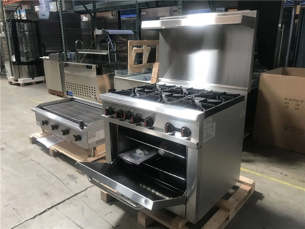 6 Burner Commercial Range and Oven, Stainless Steel, 211000 BTU W503838