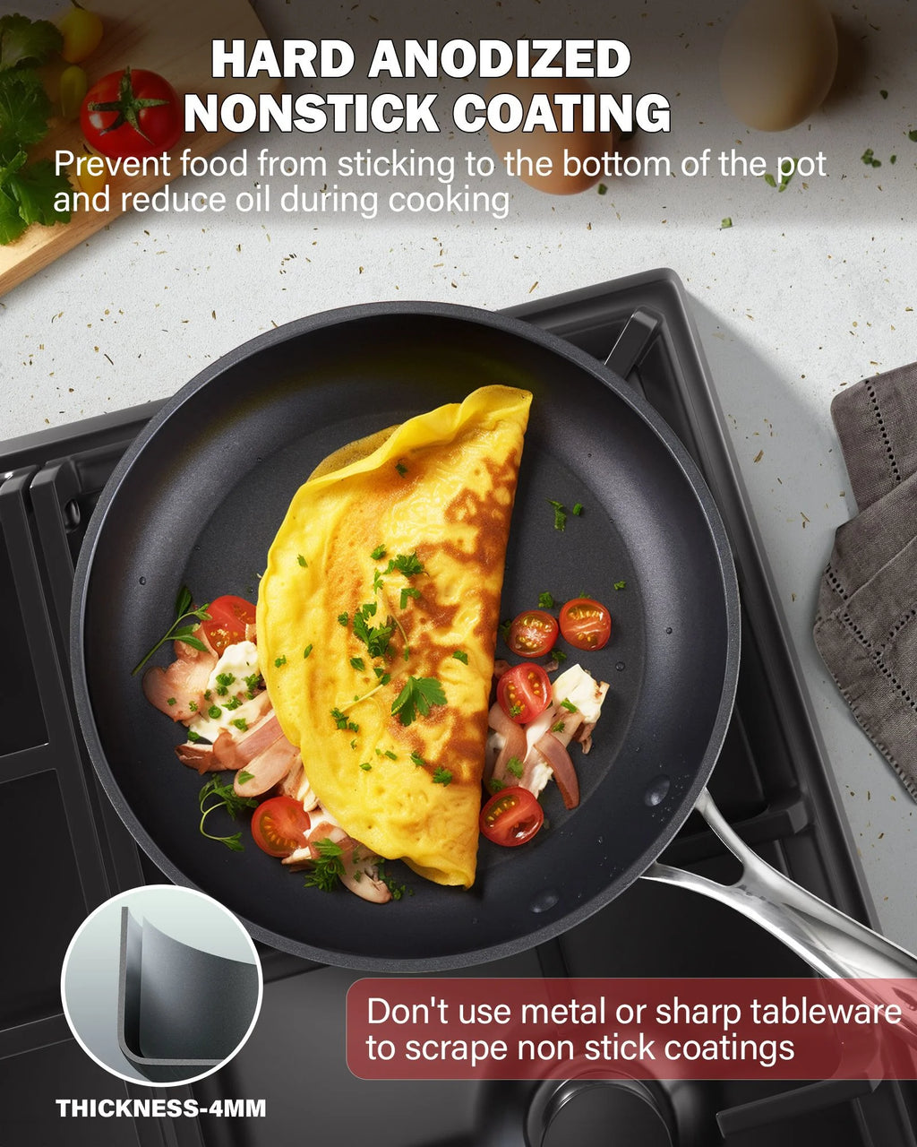 8-Piece Nonstick Hard Anodized Cookware Set D5619