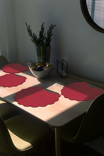 Red & Green Quilted 100% Cotton Round Christmas Placemat 17" J714265