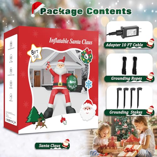 8 FT Blow Up Santa Claus with Gifts Bag Outdoor Decorations G728875