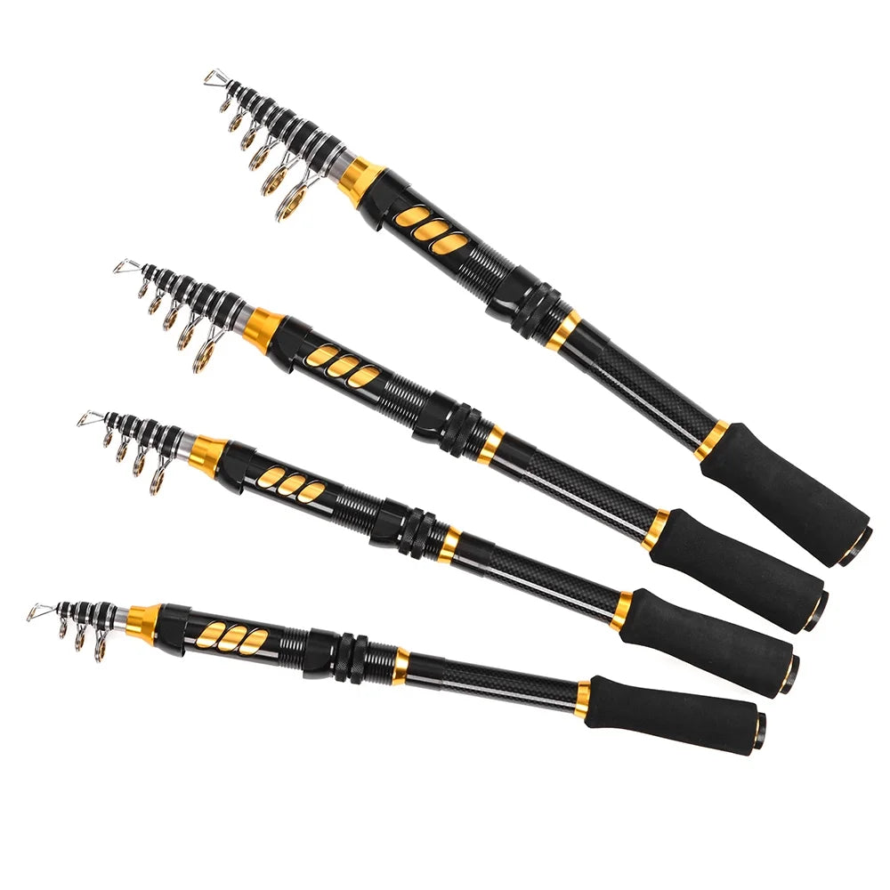 Telescopic Fishing Rod and Reel Combo Kit with 100M Fishing Line Lures Hooks Jig Head and Carrier Bag I59860