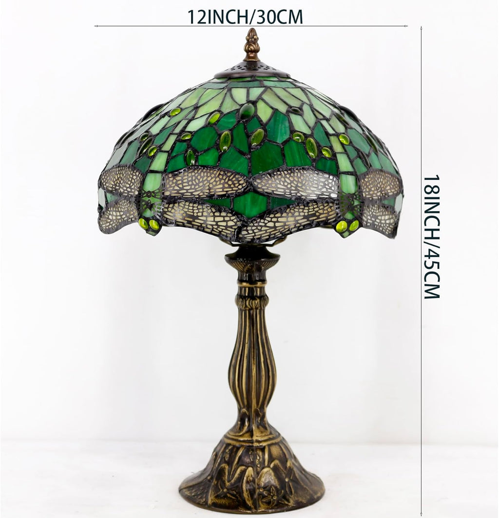 Tiffany Lamp Green Stained Glass Table Lamp 12X12X18 Inches B8977