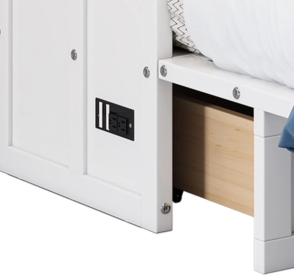 Queen Size Wood Murphy Bed Chest with Storage Drawer Y727825