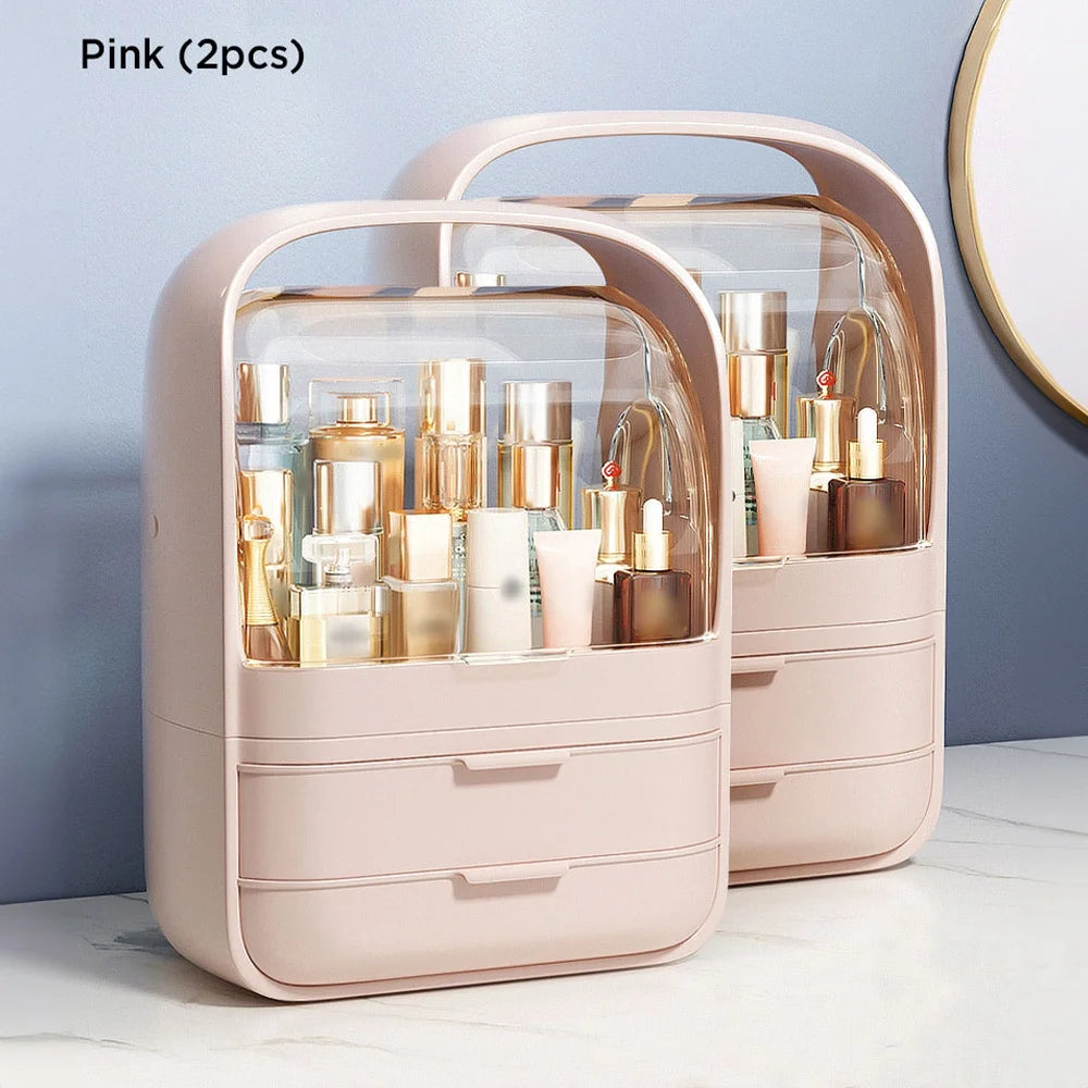 Pink Makeup Storage Box With Drawer I81233