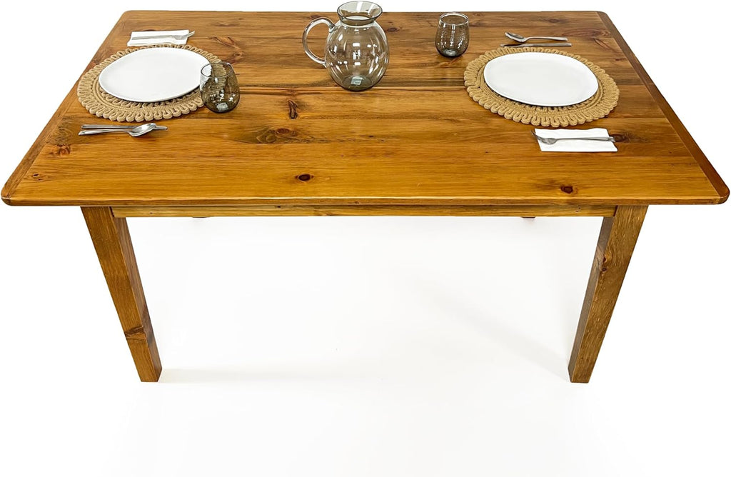 Solid Wood Rustic Farmhouse Dining Table with Breadboard Ends (5', Light Natural) W48185