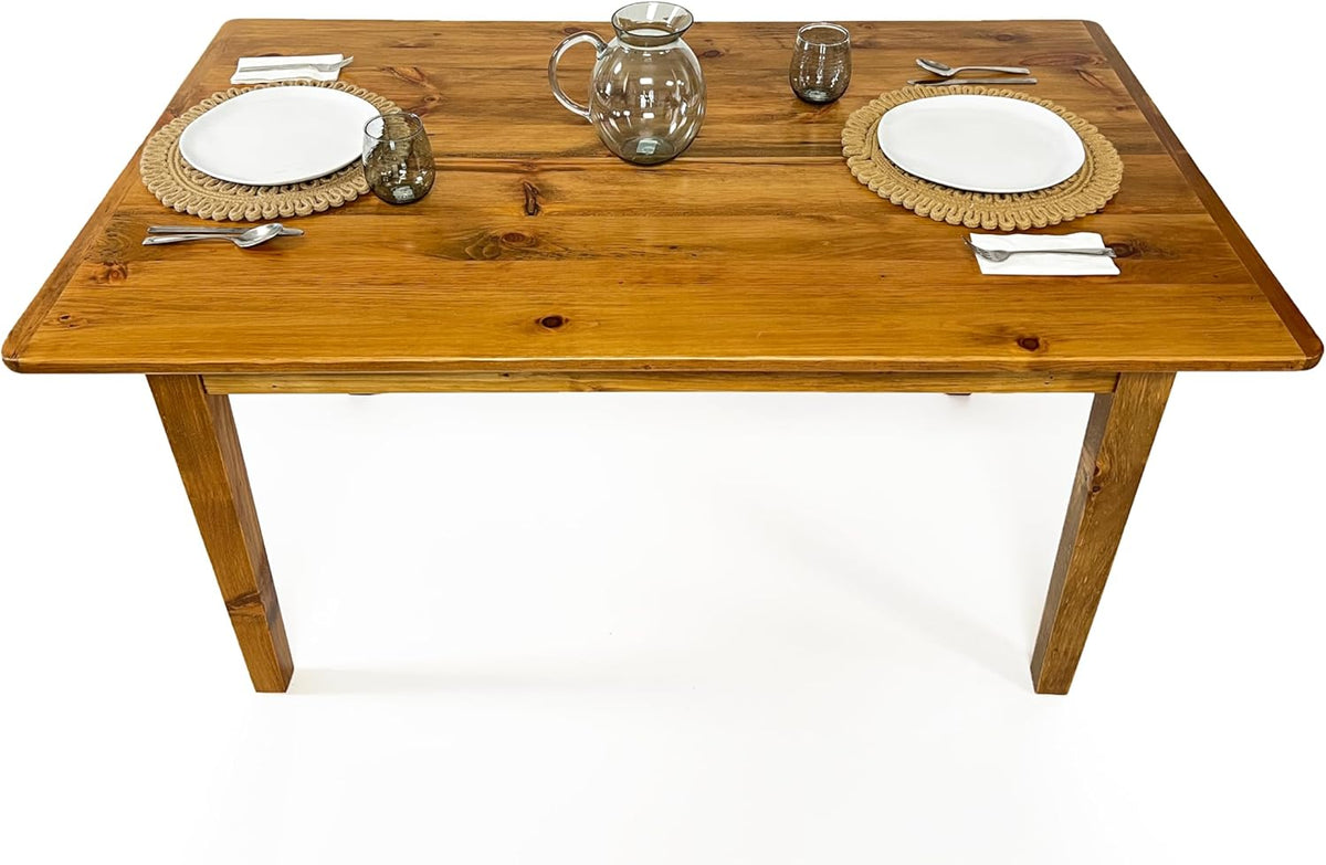 Solid Wood Rustic Farmhouse Dining Table with Breadboard Ends (5', Light Natural) W48185
