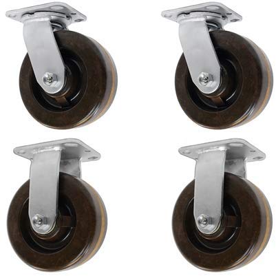 4 X 2 High Temperature Phenolic Wheel, 2 Swivel & 2 Rigid, 2,400 LBS Capacity Per Set of 4 U72904