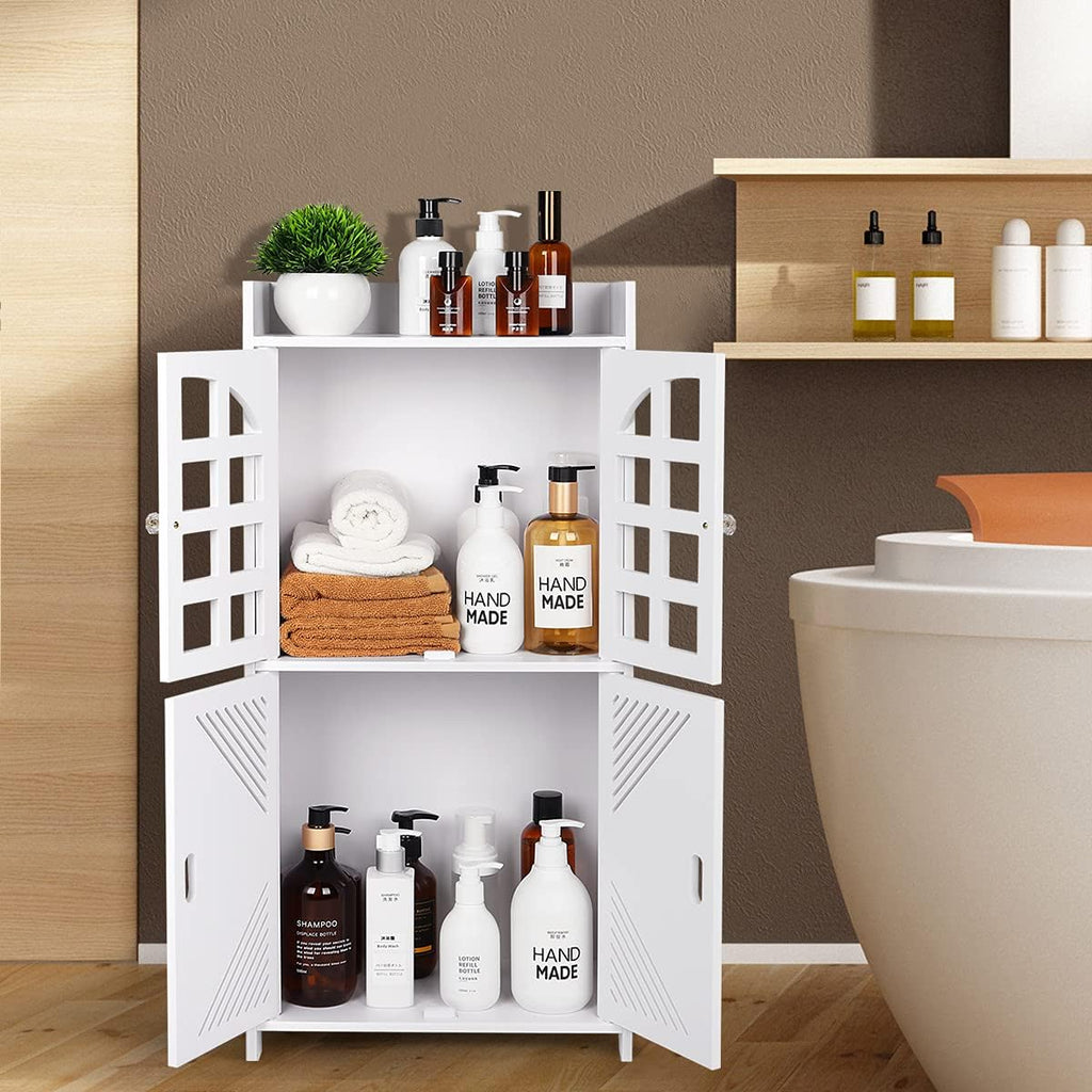 White PVC Double Door Floor Standing Storage Cabinet F196002