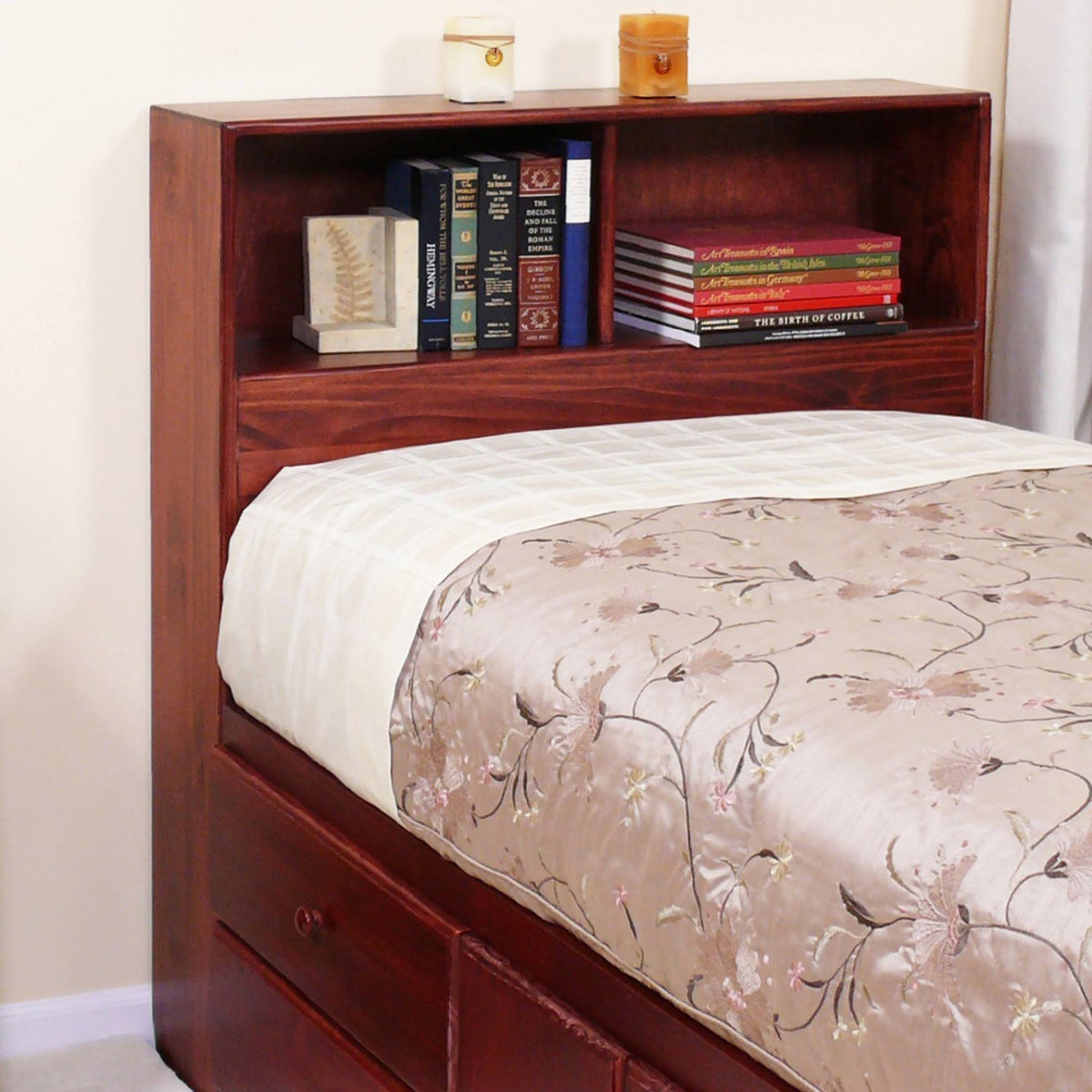 Twin Bookcase Headboard Natural Teak N1948