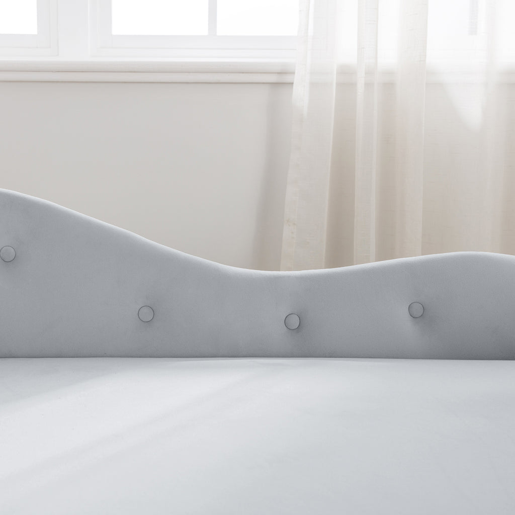 Grey Velvet Chaise Lounge with Storage & Pillow R129