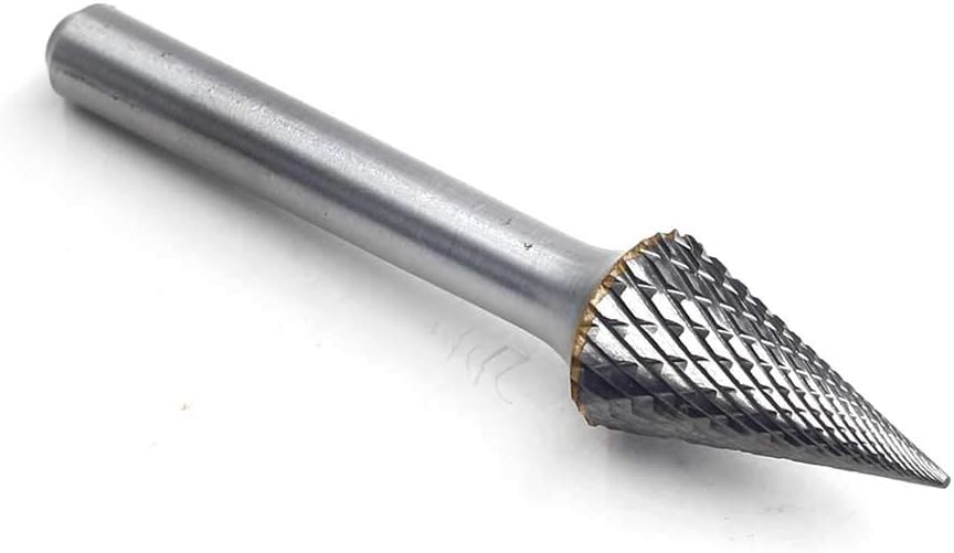 Tungsten Carbide Double Cut Rotary Burrs Pointed Cone Shape, 1/2'' Cutter Dia, 1'' Cutter Length, 1/4'' Shank, Pack of 2 T5935