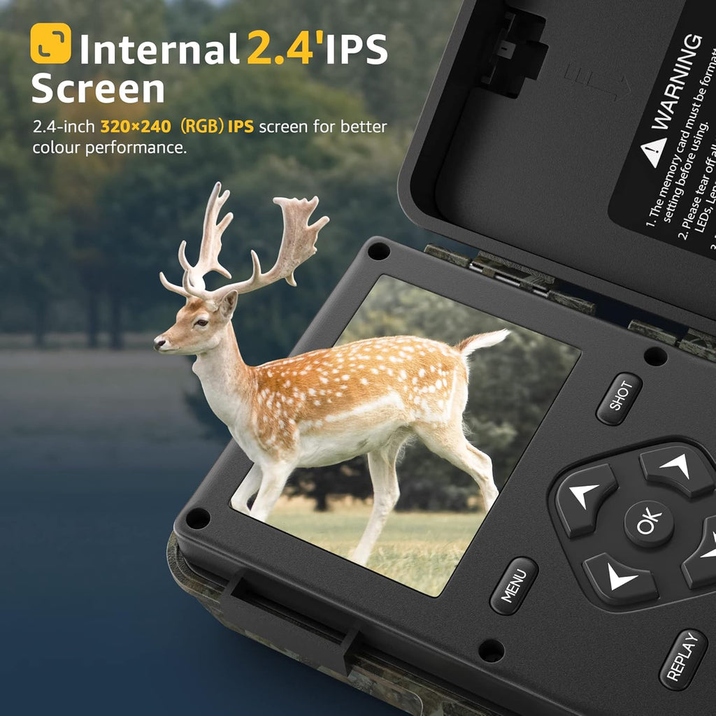 4K 30MP 30FPS Wireless Wi-fi Bluetooth Trail Camera with 120° Angle Night Vision IP66 Waterproof Wildlife Camera A11975