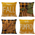 Buffalo Plaid Pumpkin Maple Leaf Fall Throw Pillow Covers Set of 4 P2358