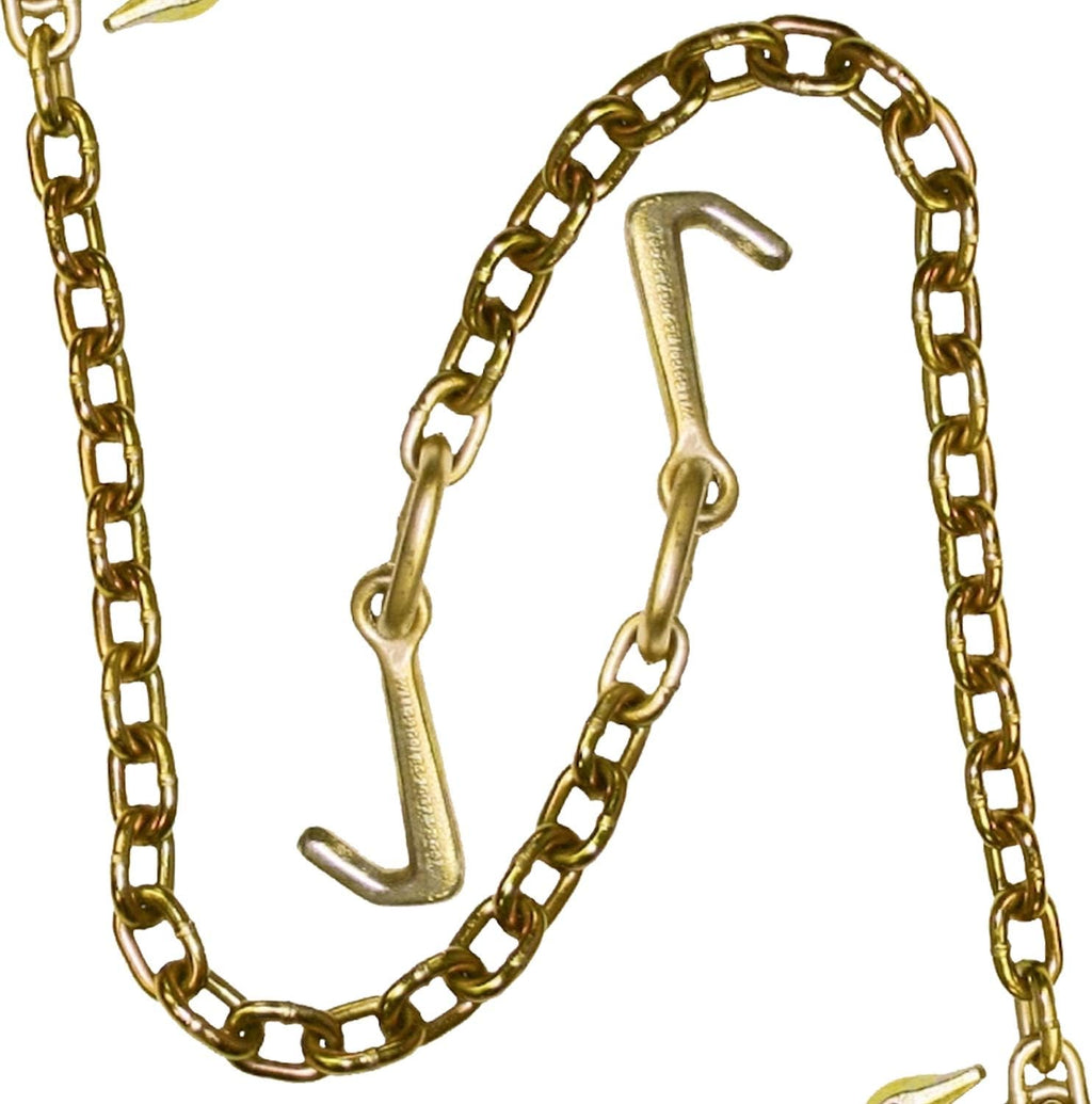 Towing Chain Bridle with Forged 4 Inch Mini J Hooks - Grade 70 Chain - 36 Inches Long - 4,700 Pound Safe Working Load I597