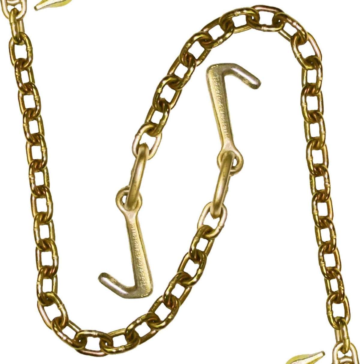 Towing Chain Bridle with Forged 4 Inch Mini J Hooks - Grade 70 Chain - 36 Inches Long - 4,700 Pound Safe Working Load I597