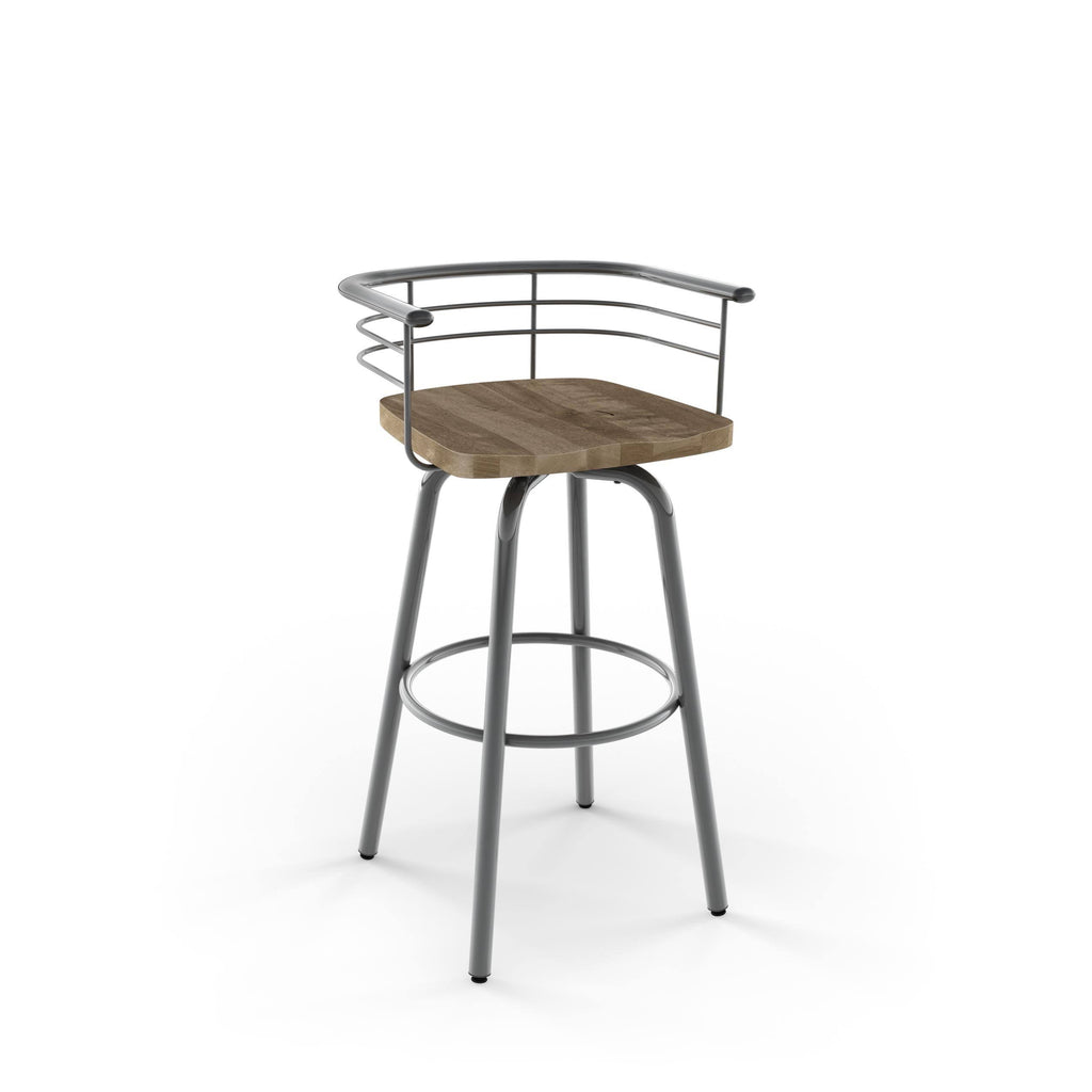 Swivel Metal Counter Stool with Distressed Wood Seat T300