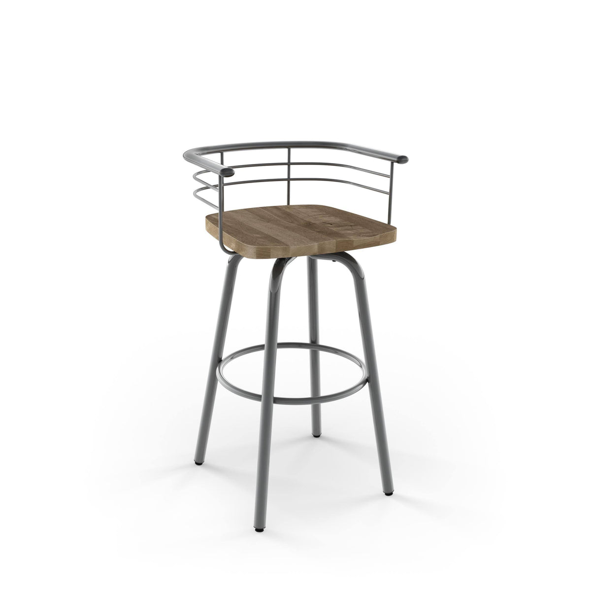 Swivel Metal Counter Stool with Distressed Wood Seat T300