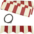 Retractable Awning Fabric Replacement 13 x 10 Feet Multi-Stripe Red Pack of 2 O54237