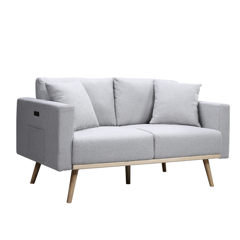 Light Gray Linen Fabric Sofa Loveseat Set L96032