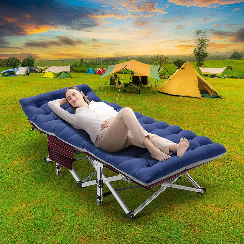 Camping Cot with 2 Sided Mattress & Carry Bag, 75"*28" Portable Folding Cot L3726