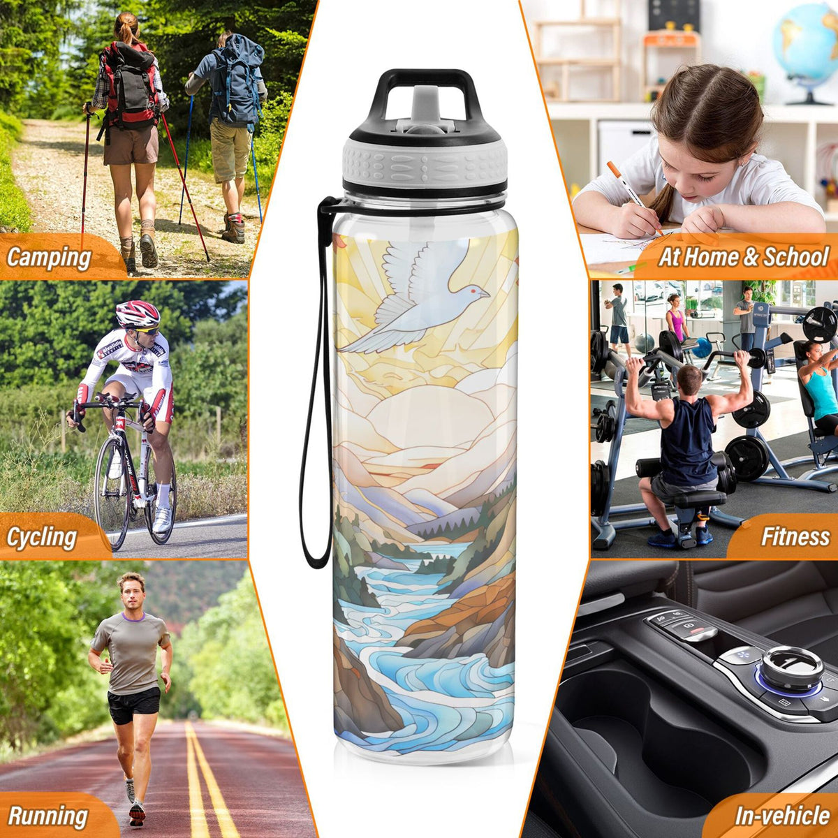 32oz Tritan Leakproof Clear Water Bottle with Straw B58599