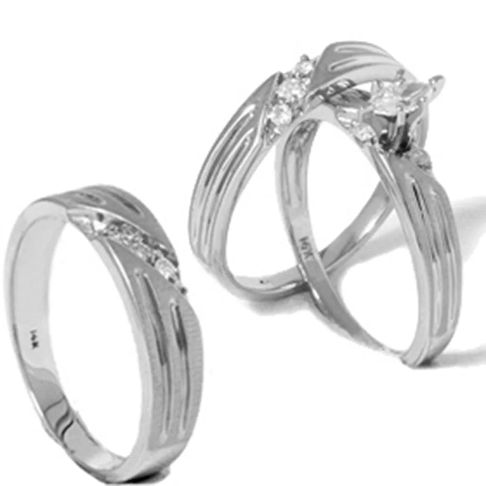 14K Gold Engagement Wedding Ring Bridal Set Trio B571083