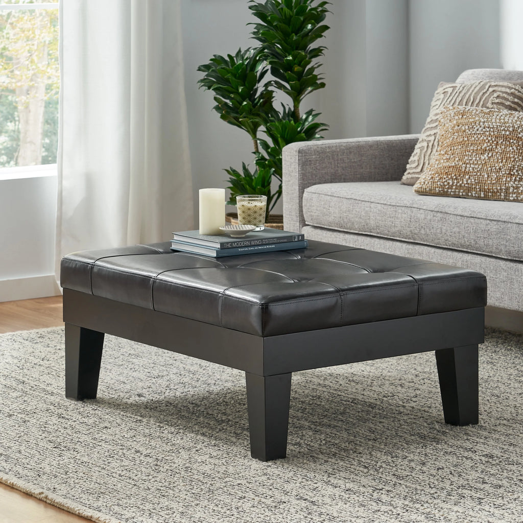 Dark Espresso Bonded Leather Storage Ottoman W310