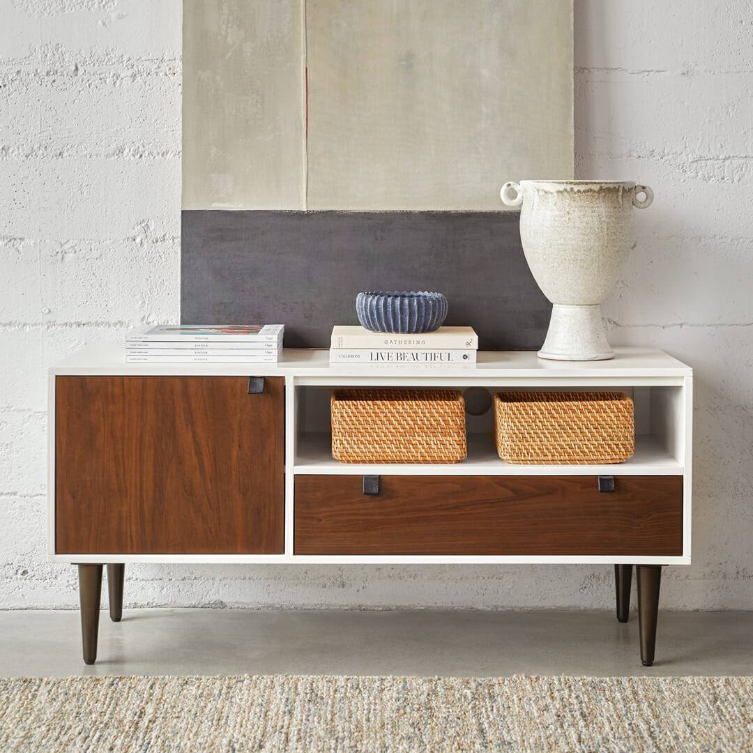 White and Walnut 48x22 Drawer Y4121