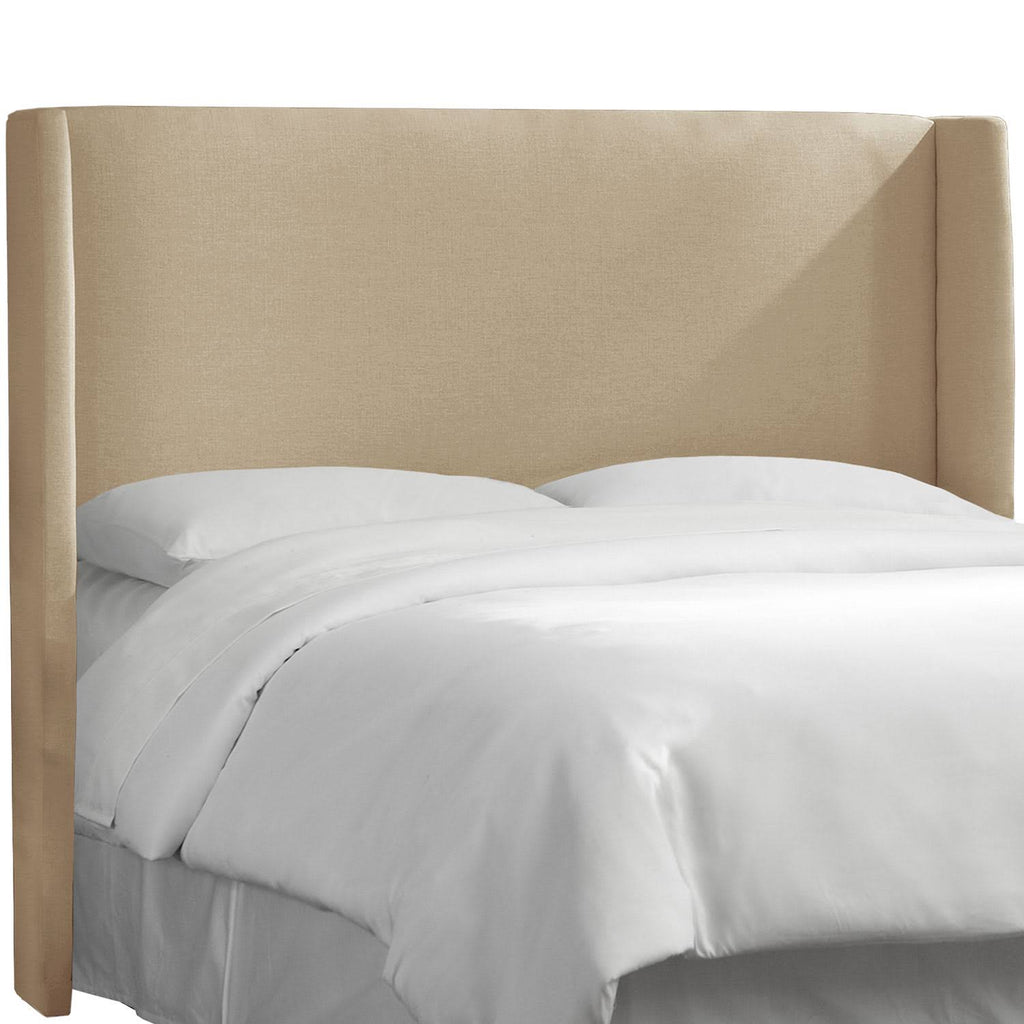 Tan Linen Queen Wingback Headboard A2280