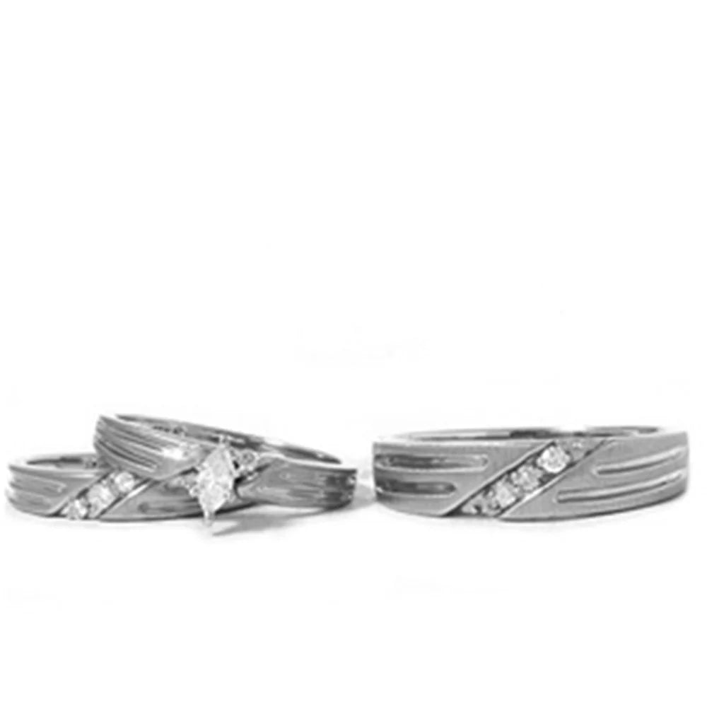 14K Gold Engagement Wedding Ring Bridal Set Trio B571083