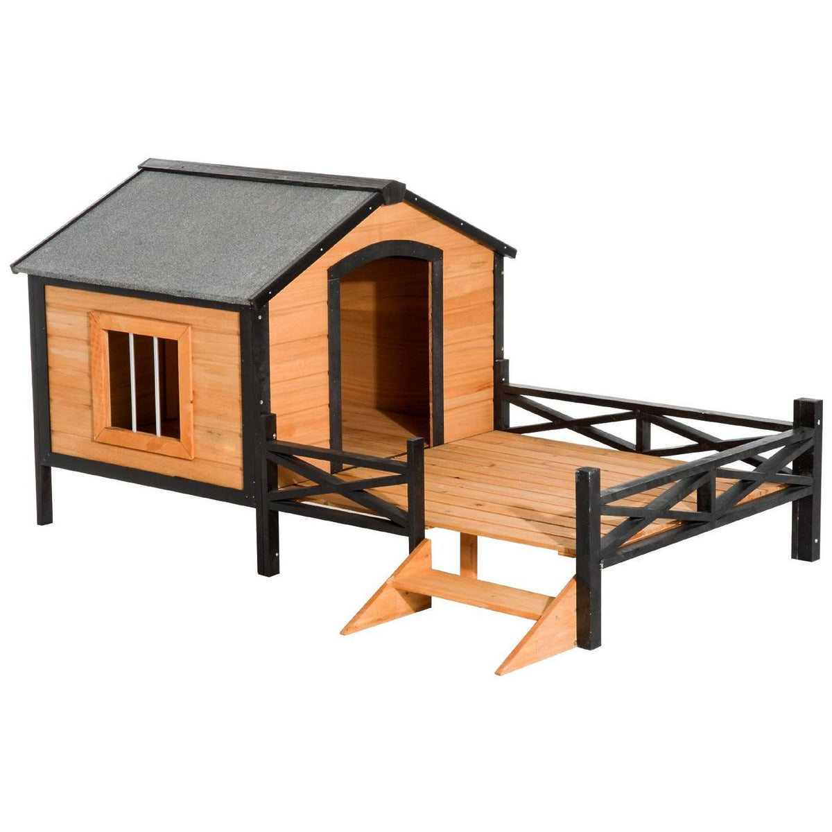 Covered Elevated Dog House with Porch X566924