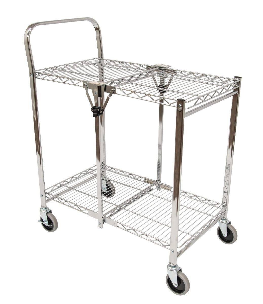 Two Shelf Collapsible Wire Utility Cart Z63058