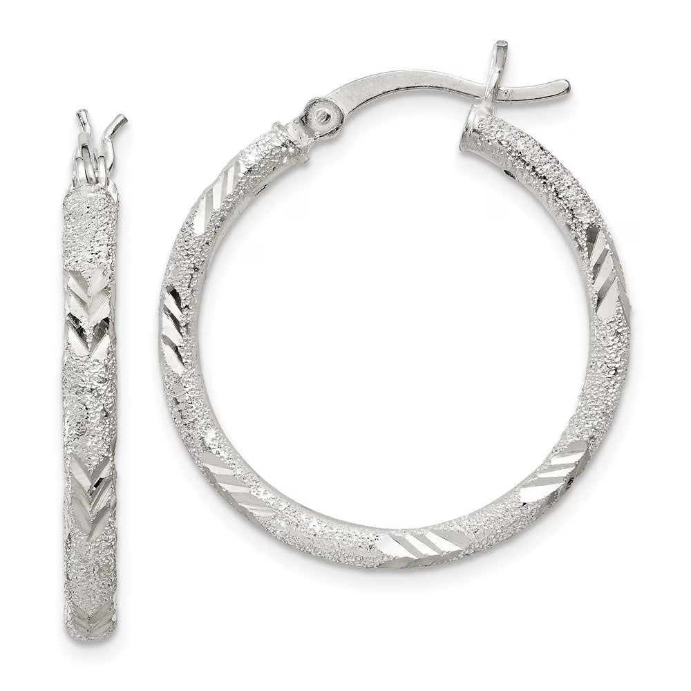 925 Sterling Silver Hinged Hoop Earrings N5396