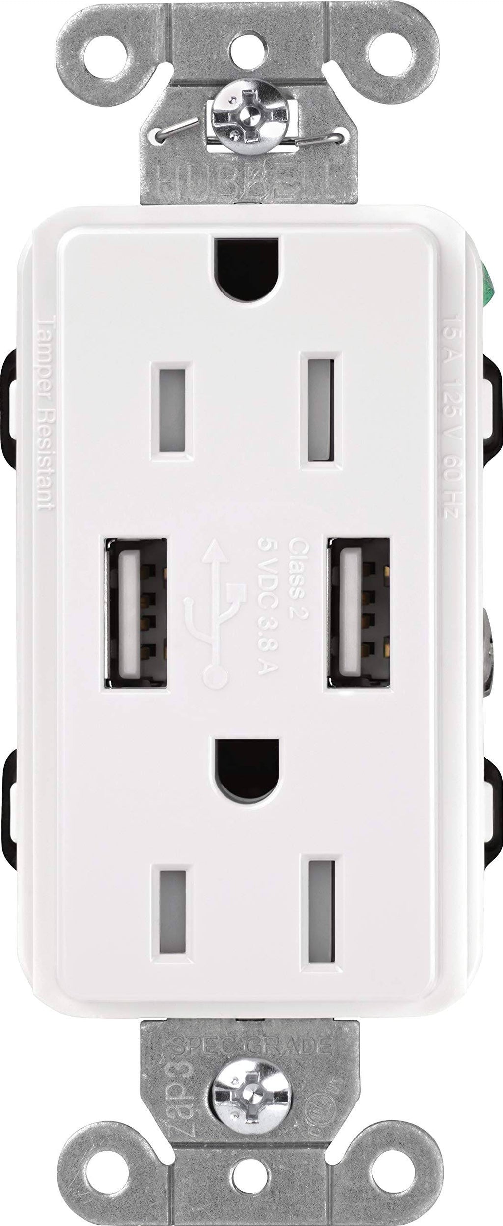 USB Tamper Resistant Receptacle White U68870