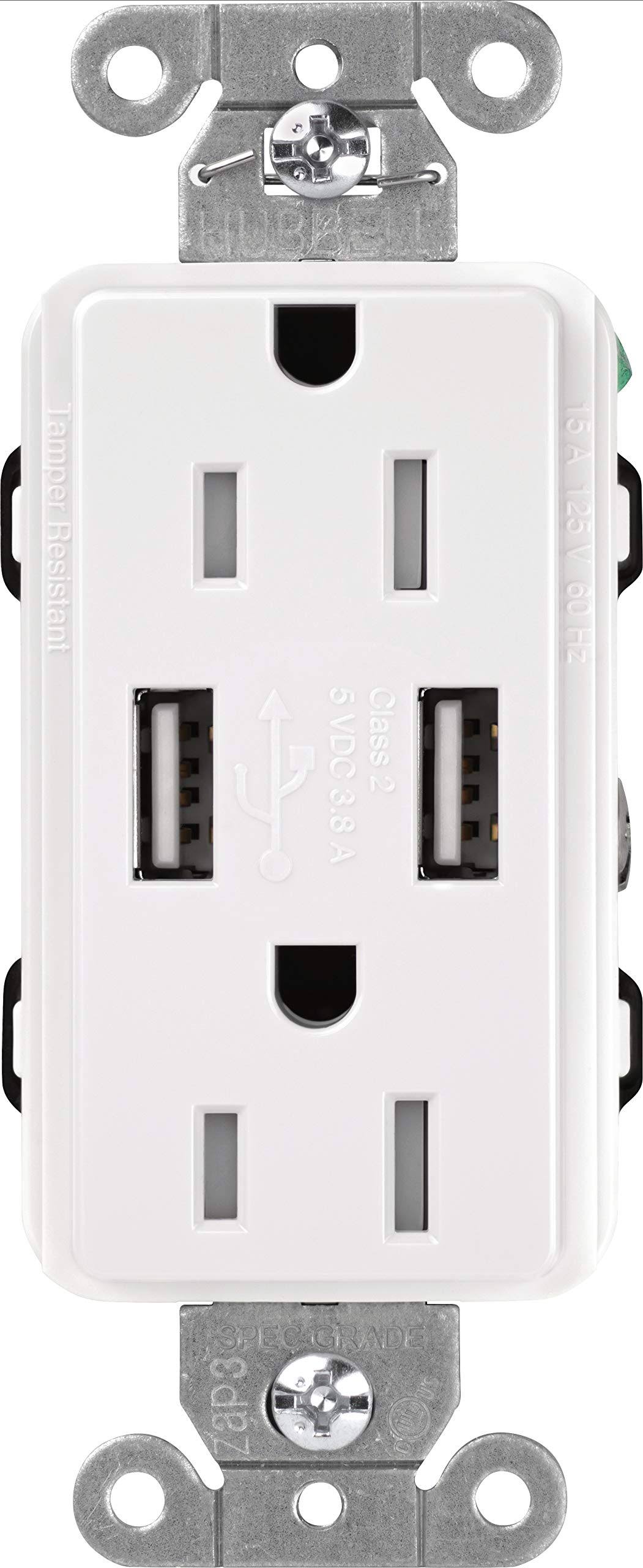 USB Tamper Resistant Receptacle White U68870