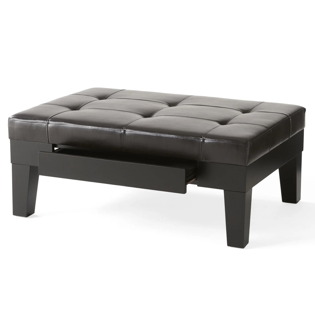 Dark Espresso Bonded Leather Storage Ottoman W310