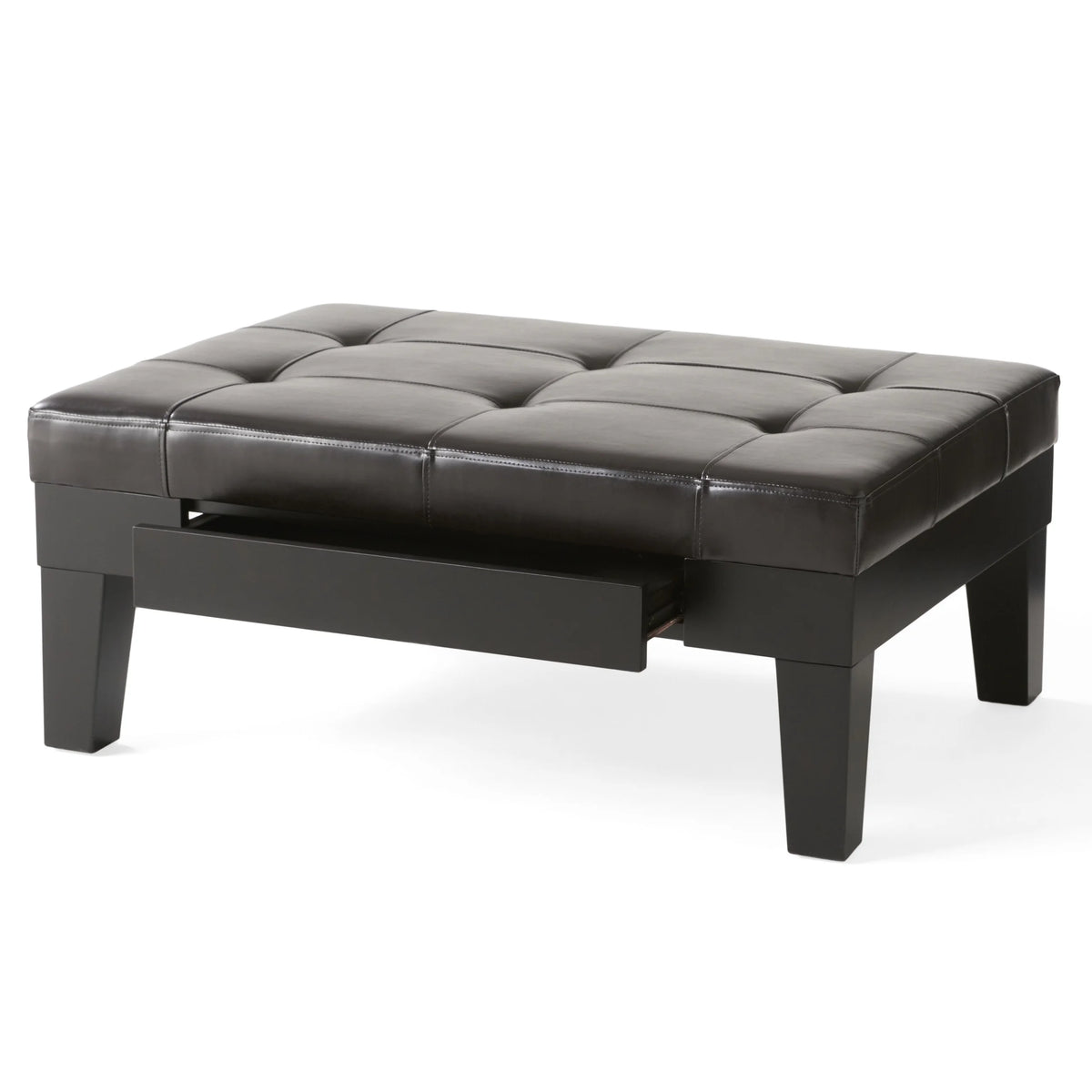 Dark Espresso Bonded Leather Storage Ottoman W310