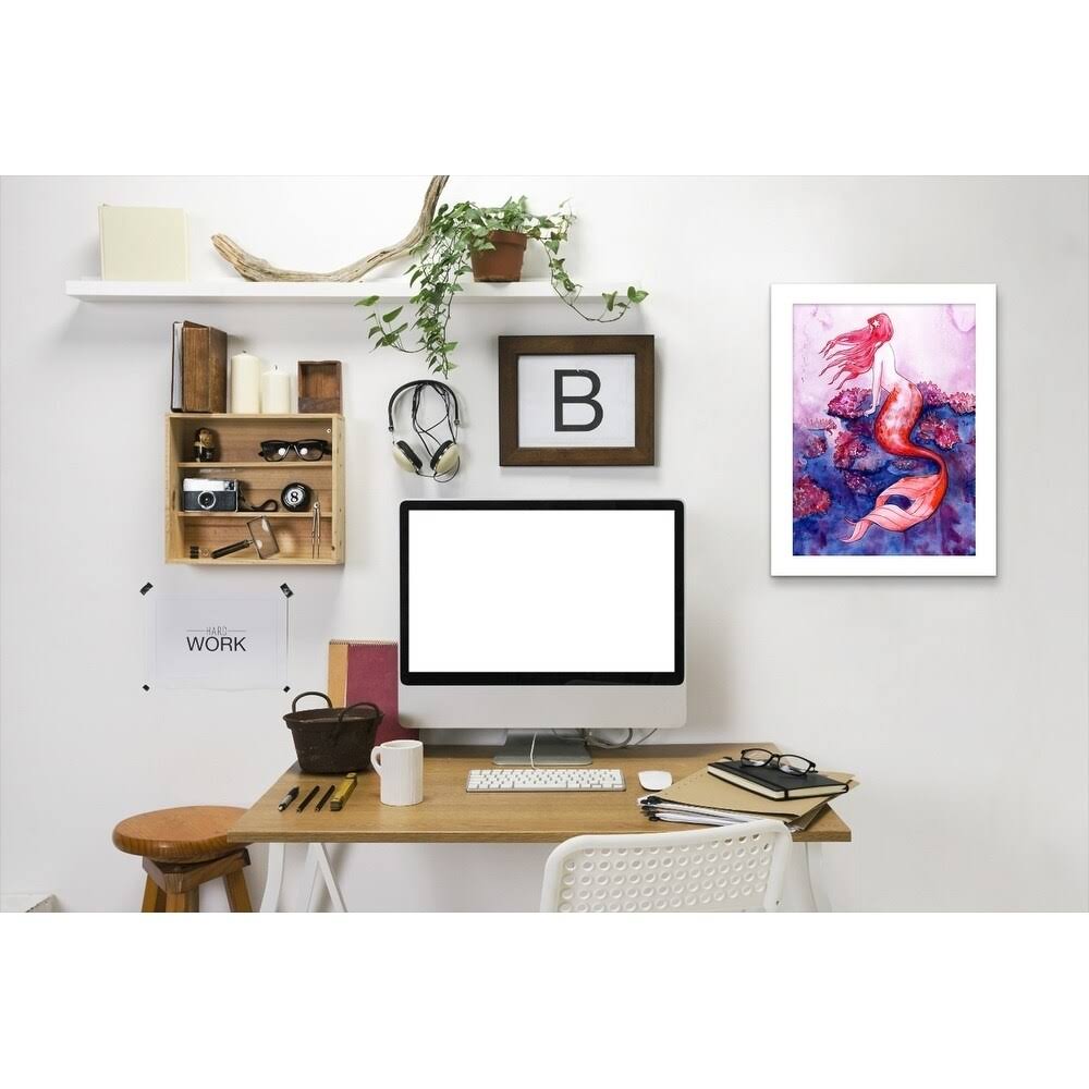 Red Coral Mermaid Black Frame 11x22x14x22 Y391237