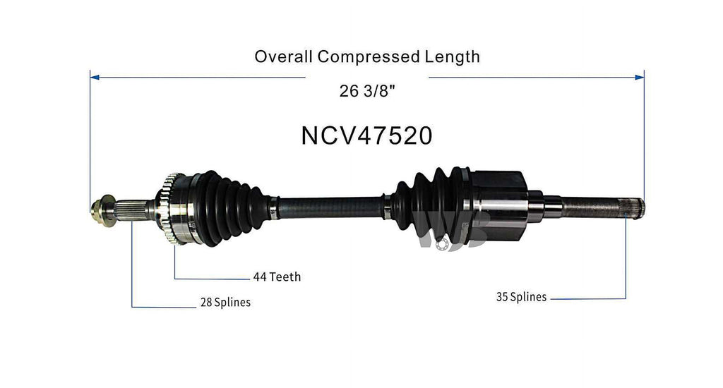 Front Pair CV Axle Joint Shaft Assembly J101640