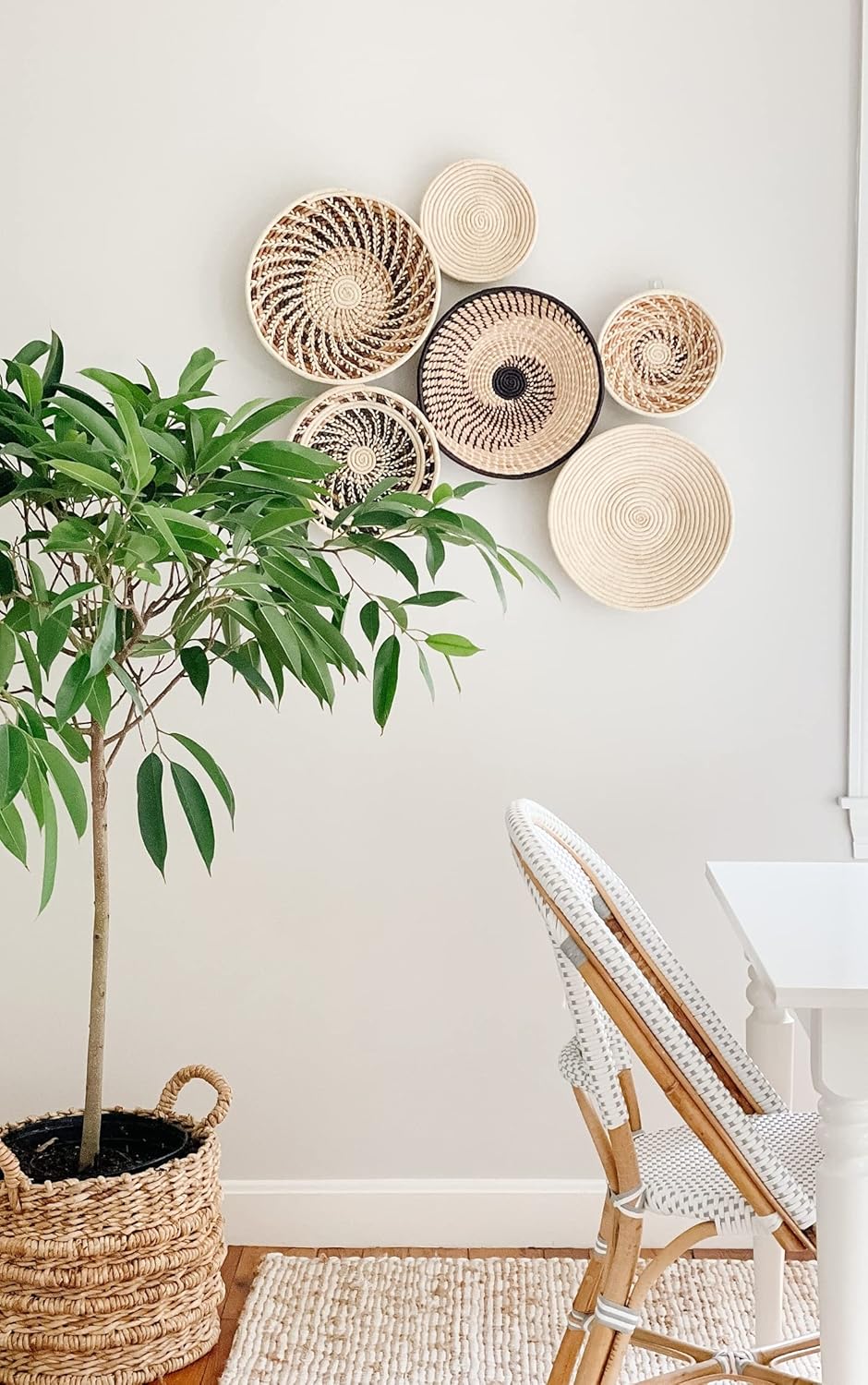 Set of 6 Handmade Woven Wall Baskets G28481