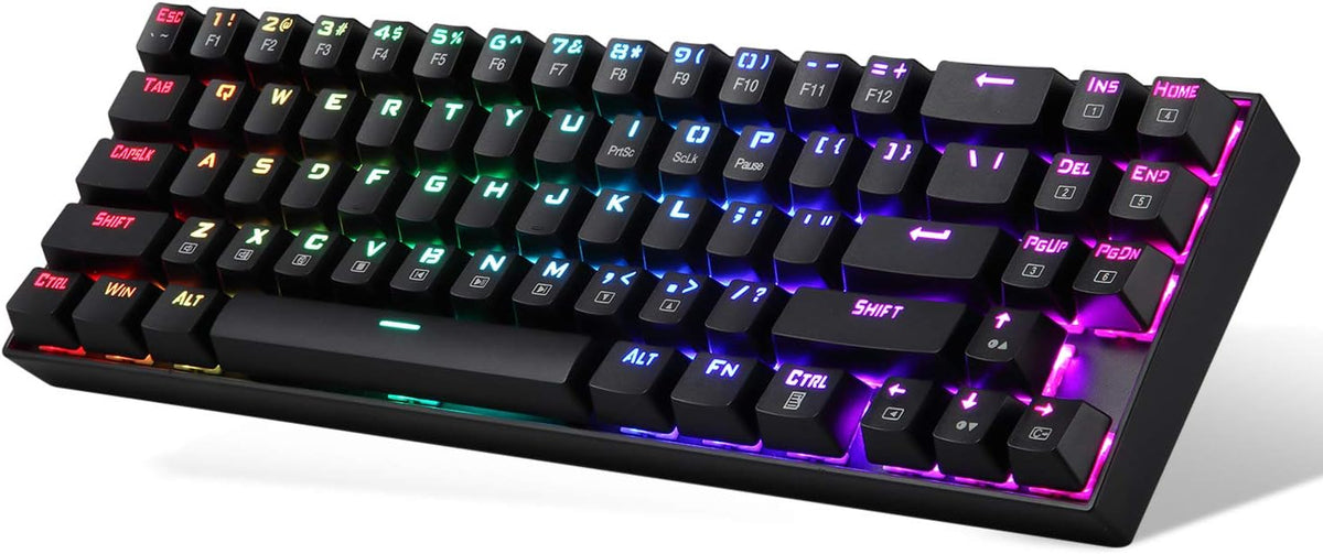 Wireless Mechanical Gaming Keyboard 60% Compact 70 Key Tenkeyless RGB Backlit Computer Keyboard with Red Switches U855