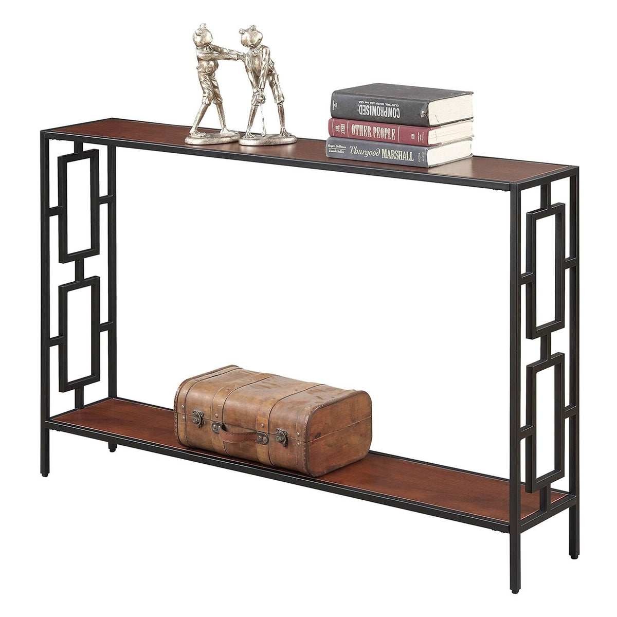 Metal Console Table, Cherry/Black G423