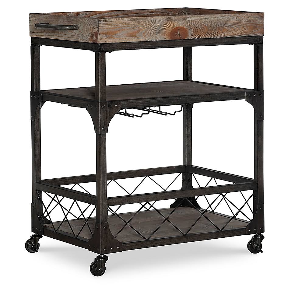 Driftwood Bar Cart with 4 Caster Wheel O89332