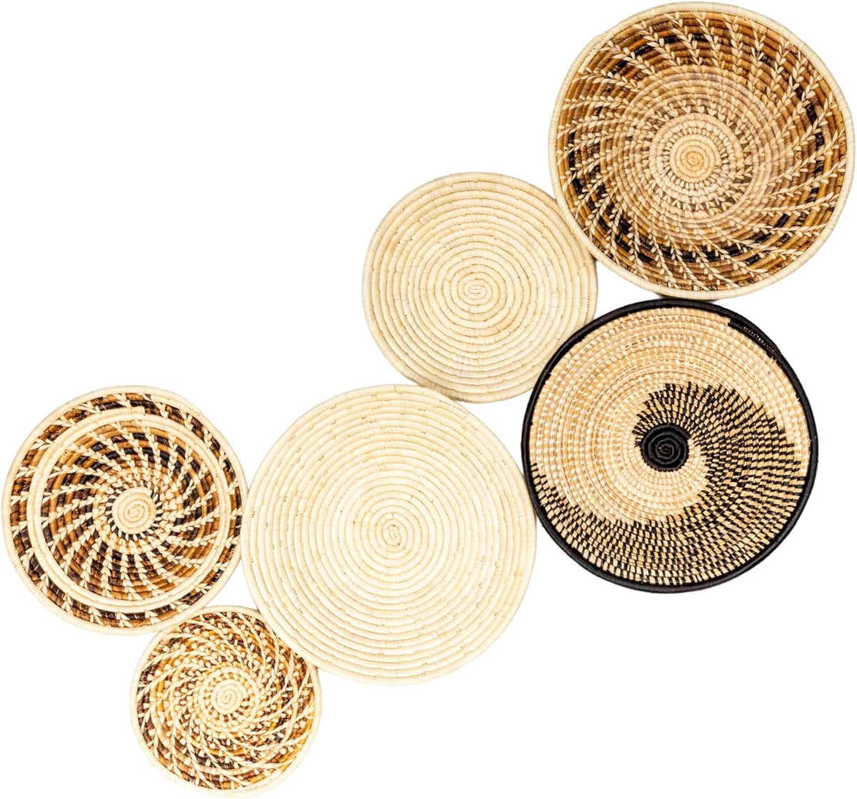 Set of 6 Handmade Woven Wall Baskets G28481
