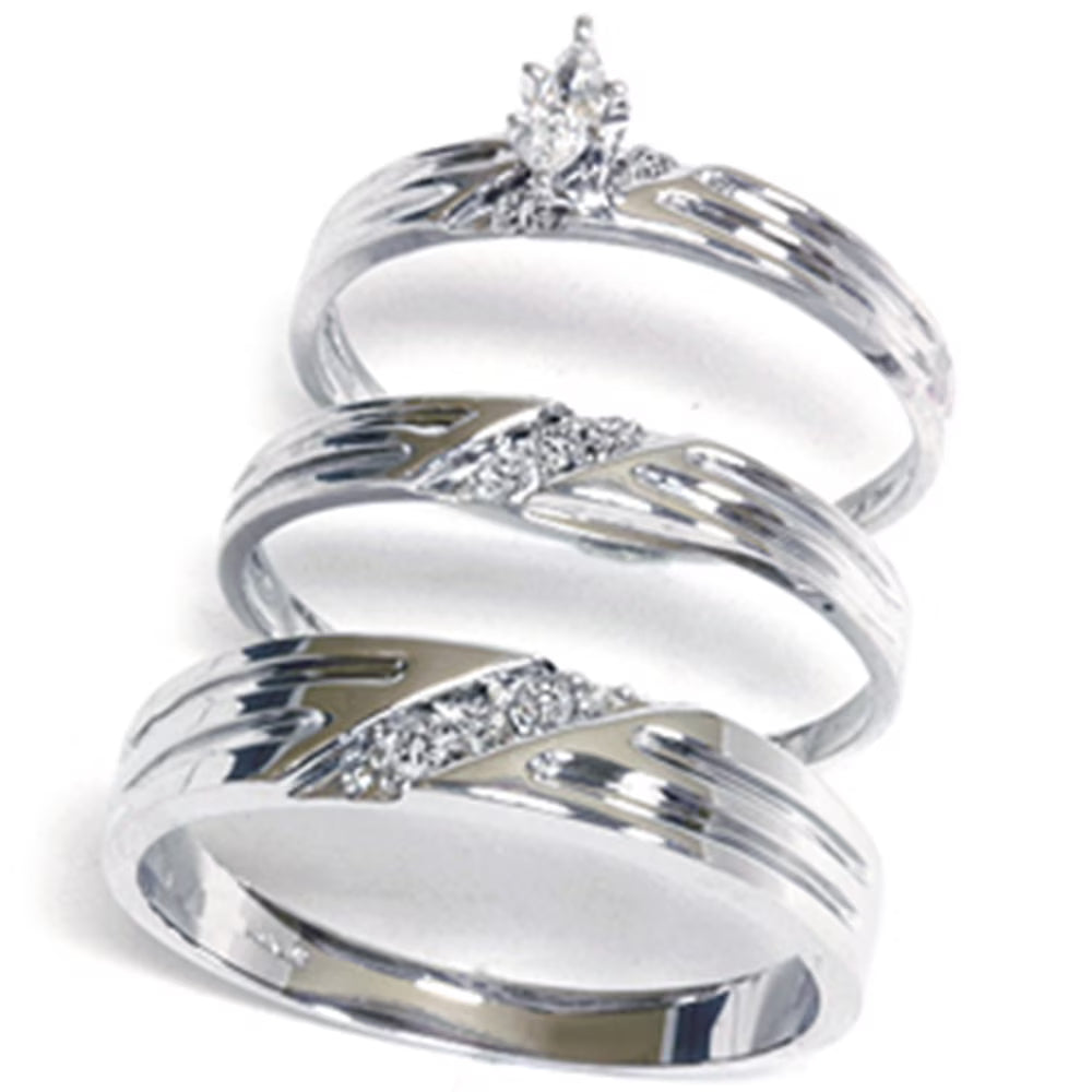 14K Gold Engagement Wedding Ring Bridal Set Trio B571083