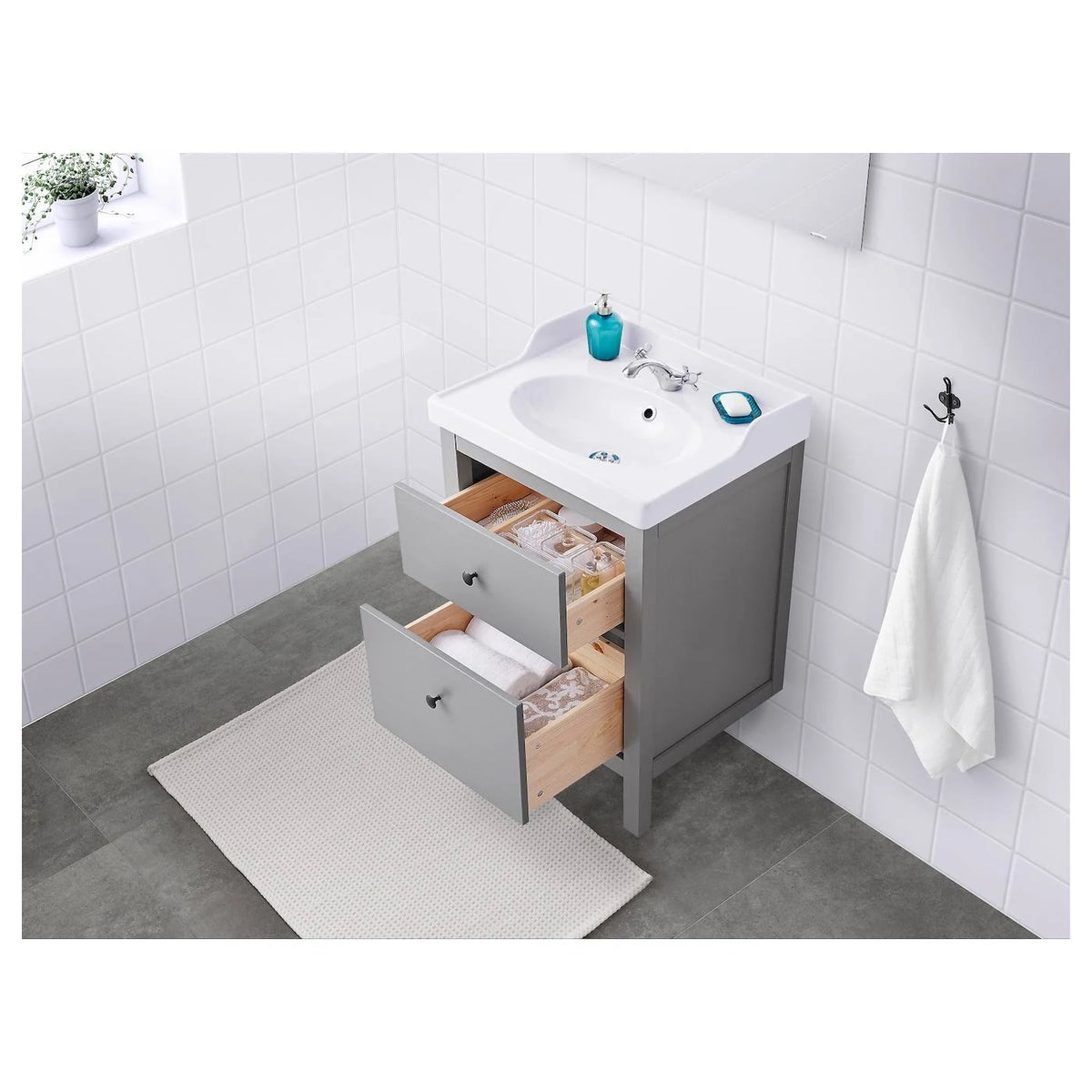 Sink Cabinet with 2 Drawers, Gray N31801
