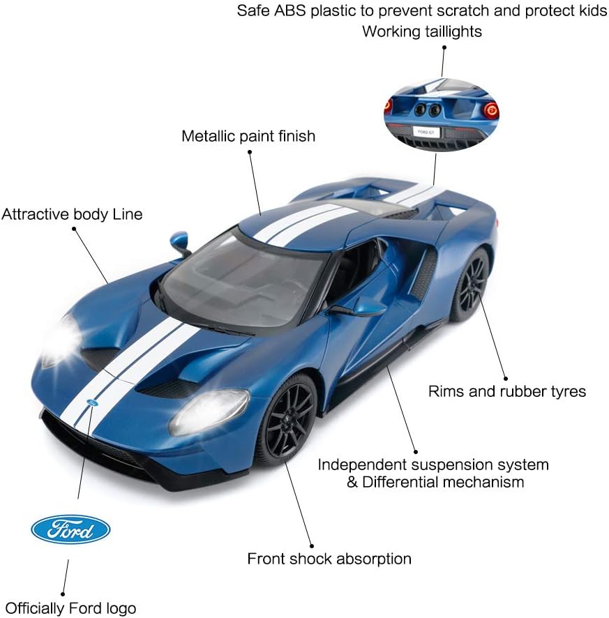Blue 1/14 Ford GT Remote Control Race Toy Car Pack of 2 W11870