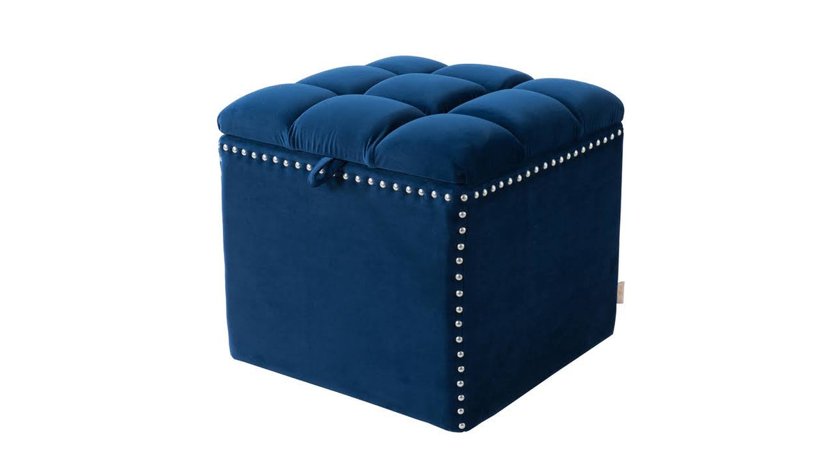 Navy Blue Storage Ottoman W348605